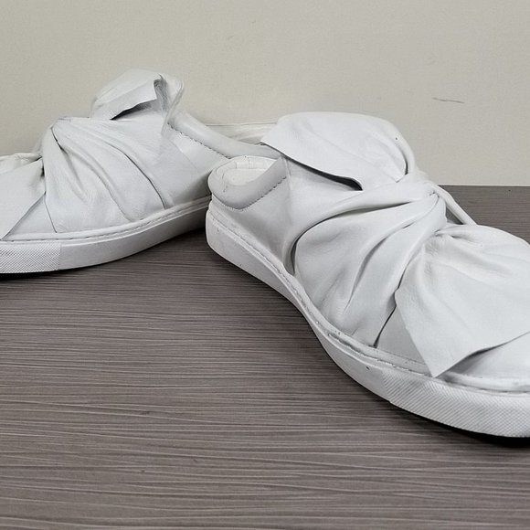 Halogen Manny Knotted Slip-On Sneaker, White Leather, Womens Size 9.5 - Picture 4 of 11